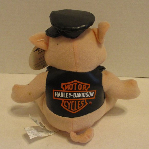 Harley Davidson Motorcycle Vintage 1998 NWT Black Red Peach Graphic Plush Hog - Picture 3 of 7
